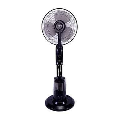 Generico STS - VENTILATORE A PIANTANA CON OSCILLAZIONE NEBULIZZATORE MODELLO ST - 0005, 3 VELOCITA' SELEZIONABILI, DISPONE DI TELECOMANDO, POTENZA 75 W, COLORE NERO, Telecomando incluso.