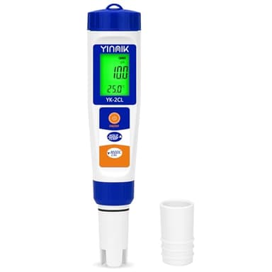 YINMIK Tester cloro pH per piscina, tester acqua salata 7 in 1 pH cloro salinità ORP EC TDS misuratore di temperatura per piscina interrata, piscina fuori terra, spa, vasca idromassaggio