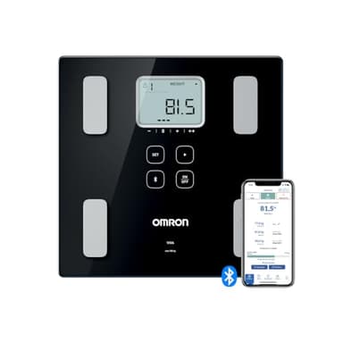 OMRON VIVA Bilancia smart e misuratore della composizione corporea Bluetooth con calcolo di grasso corporeo, peso, grasso viscerale, muscolatura scheletrica, metabolismo basale e BMI