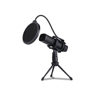 NK Microfono a Condensatore USB - Micro con treppiede e filtro antipop per PC/Mac / PS4-5, sistema anti-pop - Ampia compatibilità, Plug & Play (Streaming, Podcast, Youtube, Discord)