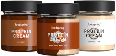 foodspring | Crema Proteica Pack 3 in 1 | Crema alla Nocciola 200gr + Crema al Cocco 200gr + Crema Duo Nocciola e Whey 200gr