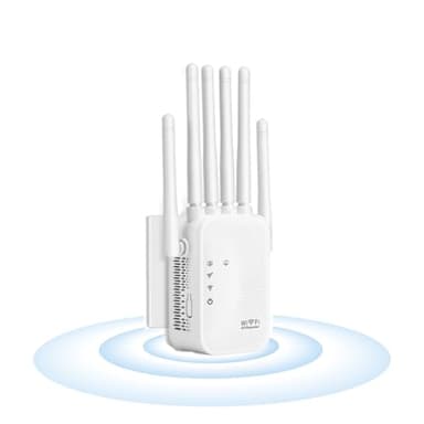 Ripetitore WiFi 2025 Amplificatore Segnale Wifi con 6 Antenne,2 Porte RJ45,Supporta la Modalità Ripetitore/Router/AP, Wifi Extender Compatibile con Tutti i Router,Adatto per uso domestico e ufficio