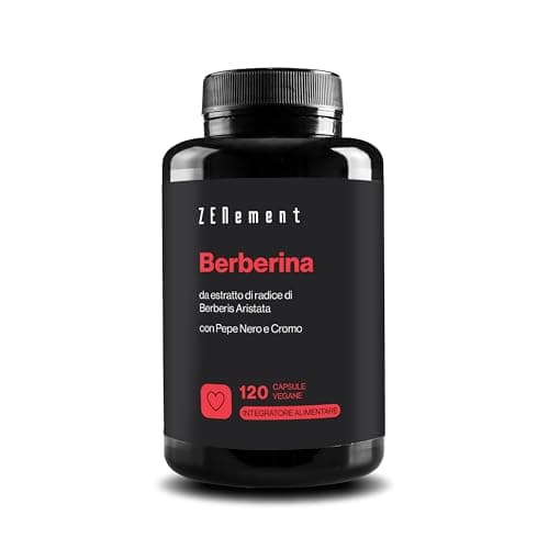Berberina, 120 Capsule Vegane | Con Pepe Nero e Cromo per un migliore assorbimento | Il miglior estratto di Berberis Aristata | 500 mg | Senza Glutine | Zenement