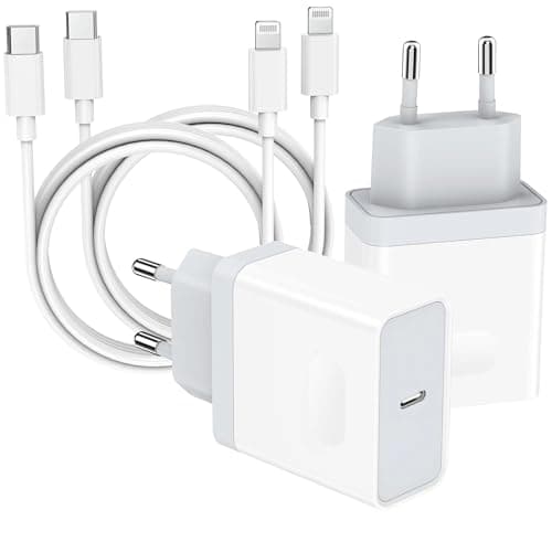 25W Rapido Caricatore per iPhone 14 13 12 11 Pro Max Plus Mini SE XS XR X iPad, 4-Pack Caricabatterie con 2M Cavo USB C Charger Adattatore Alimentatore Presa Spina Carica Nisiyama