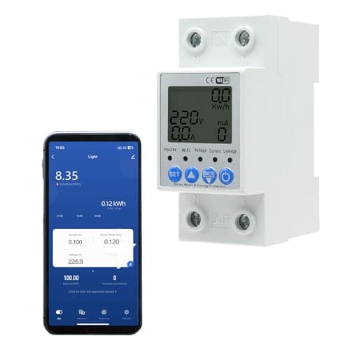 JOYELEC Wifi intelligente Contatore Energia Elettrica,Misuratore di Consumo 63A 220V,monitoraggio in tempo reale，Funzione di interruttore temporale，Protezione da sovratensione e sottotensione
