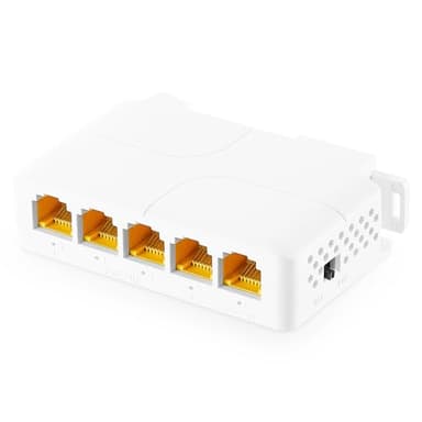 Switch passthrough Gigabit PoE, 1 PoE in 4 uscite PoE, IEEE802.3af/at/bt PoE alimentato da 90 W, Ethernet 10/100/1000 Mbps, guida DIN e montaggio a parete Plug and Play