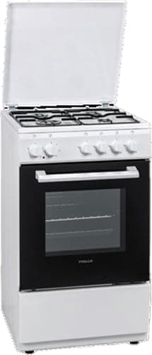 Finlux FXMC55WM - Cucina a gas con forno, 4 Fuochi, 50x50 cm, Classe energetica A