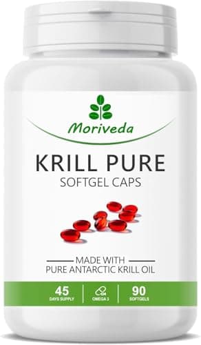 Capsule di olio di krill - 1000 mg di olio di krill PURE per 45 giorni - con astaxantina omega 3-6 EPA DHA colina fosfolipidi - Moriveda 1x 90 capsule