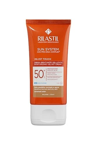Rilastil Velvet Touch 50+ Crema Idratante Vellutata, Crema Solare Viso e Idratante, Colore Universale, Confezione da 50ml
