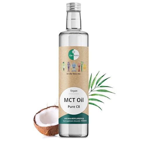 Go-Keto MCT Oil C8, 500ml | Olio MCT C8, 100% olio di cocco, senza olio di palma | perfetto per dieta chetogenica | crema di caffè cheto, per bulletproof coffee o frullato cheto | vegano