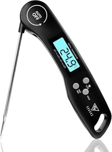 DOQAUS Termometro da Cucina Digitale con Lettura Istantanea e Pieghevole Sonda Lunga, Termometro Cucina Carne con Retroilluminazione, ON/off Auto per Carne Barbecue Olio Latte Dolci Vino (Nero)