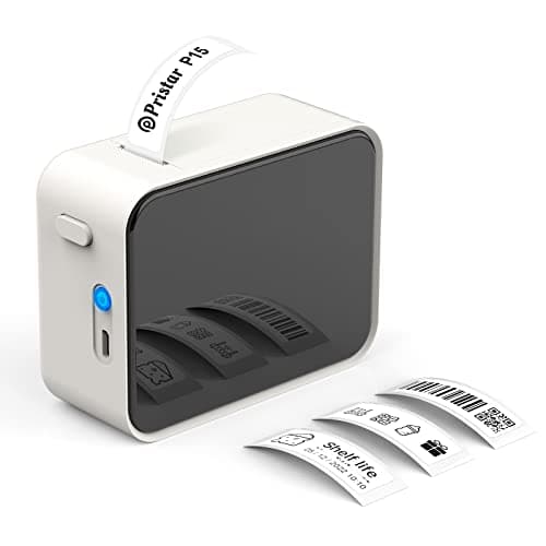 Pristar P15 Mini Etichettatrice Bluetooth - Portatile Stampante per etichette termica, Etichettatrice Etichette Adesive, Ricarica USB, Compatibile con i sistemi Android e iOS - Bianca