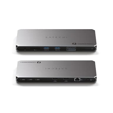 SATECHI Dock Thunderbolt 4 con ricarica da 96 W, doppio monitor HDMI 4K/60 Hz, trasferimento dati a 40 Gbps, 2 USB 3.2, Ethernet, dock Thunderbolt 4 per Mac/Windows - software DisplayLink richiesto