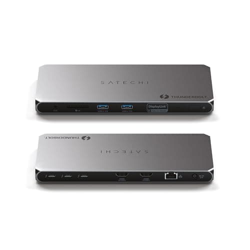 SATECHI Dock Thunderbolt 4 con ricarica da 96 W, doppio monitor HDMI 4K/60 Hz, trasferimento dati a 40 Gbps, 2 USB 3.2, Ethernet, dock Thunderbolt 4 per Mac/Windows - software DisplayLink richiesto