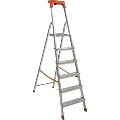 inferramenta Scala Scaletto 6 Gradini per uso professionale in Alluminio Portata 150 Kg Certificazione EN 131 Con Vano Portaoggetti