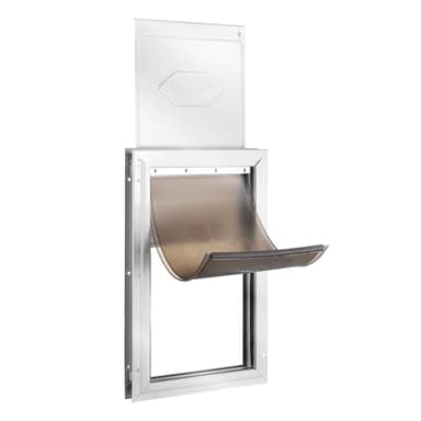 VEVOR Porta per Animali Domestici, Telaio in Alluminio 337 x 509 mm con Sistema di Serratura Sportello, Porta Resistente alle Intemperie per Animali Domestici per Gatti, Cagnolini, Bianco Taglia L
