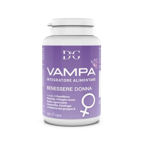 DVG-LAB Agnocasto Integratore Menopausa con Trifoglio Rosso Garcinia Cambogia Kudzu Cimicifuga per Controllo Vampate di Calore Peso e Umore con 3 Vitamine 100% Naturale Made in Italy 120 CPS