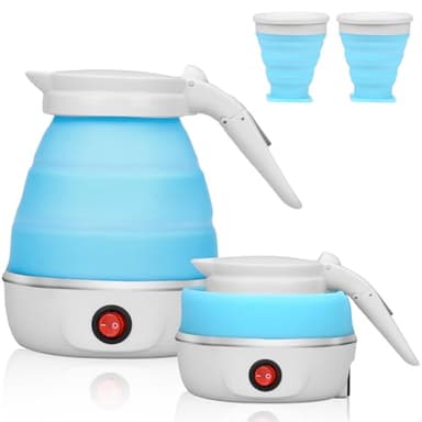 Bollitore pieghevole da 600 ml mini bollitore da viaggio, piccolo bollitore pieghevole in silicone fondo in acciaio inox, in silicone, mini bollitore per cucina, viaggi, campeggio, attività all'aperto