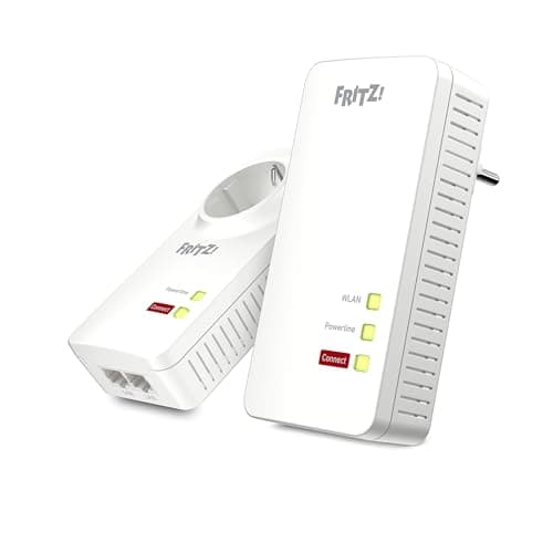 FRITZ!Powerline 1260 WLAN Kit extender per rete elettrica fino a 1.200 Mbit/s, Wi-Fi integrato fino a 1.266 Mbit/s, Mesh, Access Point, Interfaccia in italiano