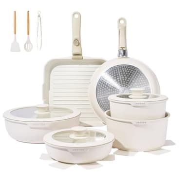 JEETEE Set Pentole Induzione 25 pezzi, Set Padelle Antiaderenti con Manici Rimovibili, Padella 20/26cm, Padella Profonda 26cm, Casseruola 18/20cm, Padella Grill 26cm, Impilabile, Adatto ai Forni