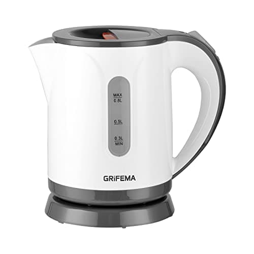 GRIFEMA GC1001, Bollitore elettrico 1100 W /0.8 litri, con Filtro Anticalcare e Spegnimento automatico bollitore acqua, plastica con Base di rotazione a 360°
