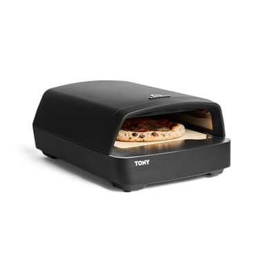 BURNHARD Forno per Pizza a Gas Tony, 450 °C, Forno da Esterno Portatile per Pizza da 5,9 kW (58,5 x 47,7 x 24,8 cm) con Pietra refrattaria in Cordierite, Adatto per Patio, Balcone e Giardino