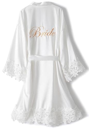 goodmansam Accappatoio da Donna per Sposa Corto Raso Vestaglia da Nozze per Festa Della Sposa Camicie da Notte Sexy Elegante