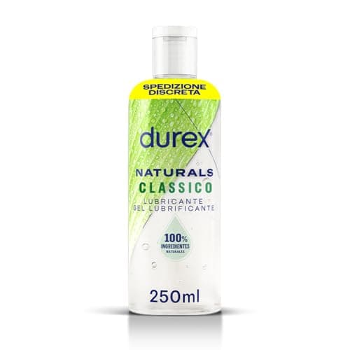 Durex Naturals, Lubrificante Sessuale Intimo, Gel Lubrificante per Rapporti Intimi e Secchezza Vaginale, 100% Ingredienti di Origine Naturale, Formato Convenienza, 250 ml