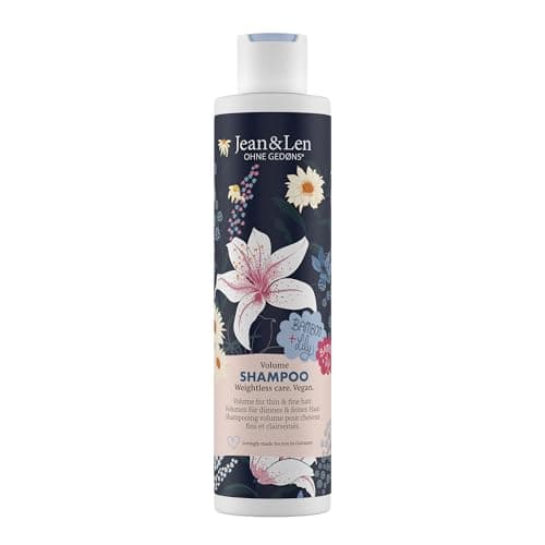 Jean & Len Shampoo Volume Bamboo & Lily, per capelli sottili e fini, dona pienezza e lucentezza, profumo di fiori, senza parabeni e siliconi, vegan, 300 ml
