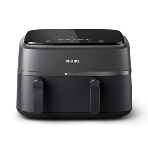 Philips Dual Basket Air Fryer - Cottura sana, veloce e versatile, capacità 9L, touchscreen, design a 2 cestelli (NA350/00)