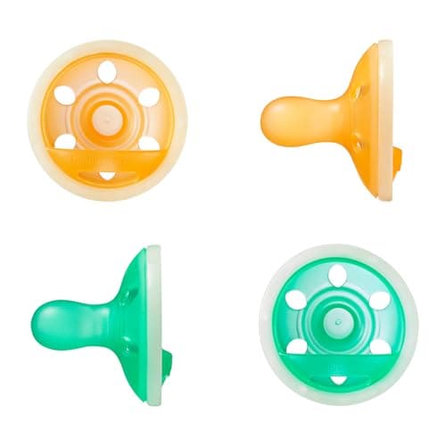 Tommee Tippee Ciuccio simile al seno Night Glow, leggero, design monoblocco in silicone, 0-6 mesi, Confezione da 4 pezzi