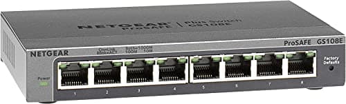 NETGEAR 8 porte Gigabit Ethernet Managed Network Switch (GS108E) - - Hub Ethernet - Plug-and-Play - Funzionamento silenzioso - Montaggio a parete o da tavolo