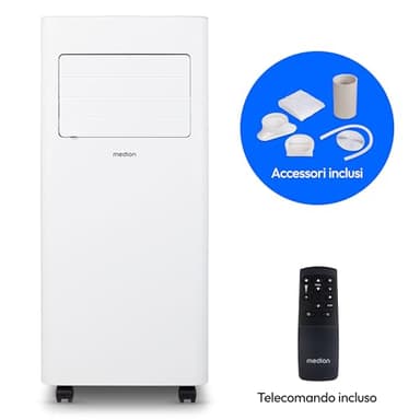 MEDION Climatizzatore LIFE E701 (MD37730), Condizionatore portatile con funzione di ventilazione, Deumidificatore e climatizzatore senza unità esterna, Aria condizionata portatile con telecomando