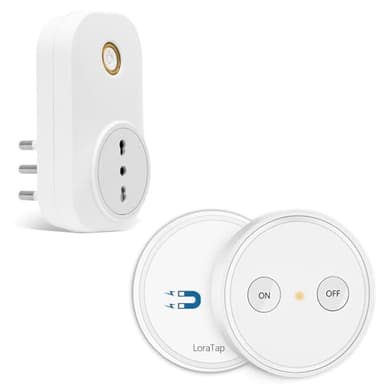 LoraTap Presa Telecomandata con Telecomando, Spina Elettrica con Interruttore Senza Fili 200m Controllo Remoto On/Off per Elettrodomestici, Presa Wireless Italiana 10A 16A, Bianco, 2 Anni di Garanzia