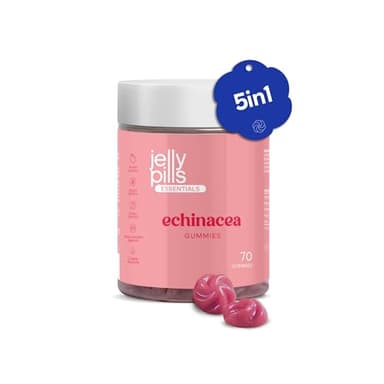 Jelly Pills® Pure Echinacea & Vitamina C Gummies - 70 Gummies al gusto di arancia per il sistema immunitario, il raffreddore e difese al 100% - Senza zuccheri aggiunti - Per bambini e adulti