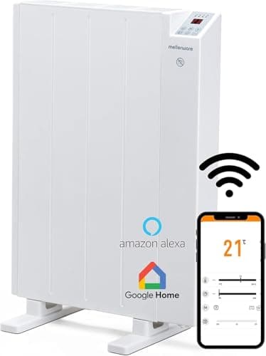 Mellerware - Termosifone elettrico programmabile Comfy! 2 | 600W Basso consumo | 3 modalità + funzione finestra aperta | Timer | Sistema antiribaltamento | Radiatore 10m2 | Google Home Alexa | Small