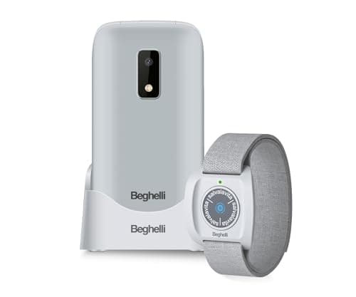 Beghelli - Kit Salvalavita Phone SLV30 Plus + Bracciale Band Telefono Anziani, gsm SOS, Chiamata Rapida, Telesoccorso Indossabile, GPS, Sensore Caduta, Ampio Display, 2.8 Pollici, Grigio