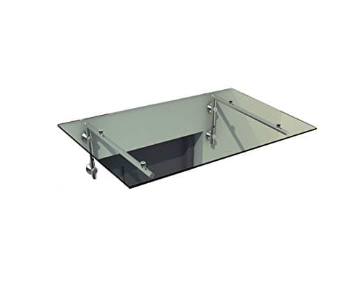 BuyLando Shop - [Modello - Vetro Trasparente] - Tettoia - Baldacchino di vetro - Vetro laminato - incl. Supporto in acciaio inossidabile - Varianti (150x90cm (2x L-Halterung))