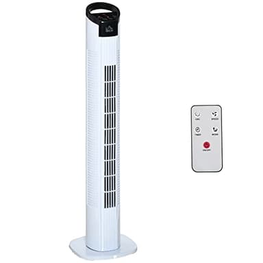 HOMCOM Ventilatore a Colonna con Telecomando a 5m, Oscillante 70°, 3 Funzioni e 3 Velocità, Schermo LED e Timer 7.5h, 50W, Ф20x78.5cm