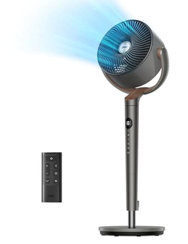 Dreo Ventilatore per camera da letto, ventilatore oscillante da 120°+120°, motore CC, circolatore d'aria da 85 piedi per tutta la stanza, 8 velocità, 3 modalità, ventole a piedistallo silenziose,