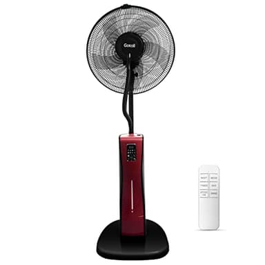 Gotoll Ventilatore Nebulizzatore Ventilatore a Piantana con Telecomando Ventilatore Umidificatore 2 in 1 a Pavimento - Rosso
