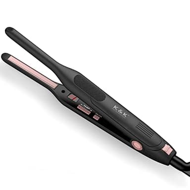 K&K Mini Piastra per Capelli Corti, Piastra Capelli 2 in 1 Lisci e Ricci con Temperatura Regolabile 50℃-230℃,Piastra per Capelli in titanio Da Viaggio Piccola, Doppia Tensione