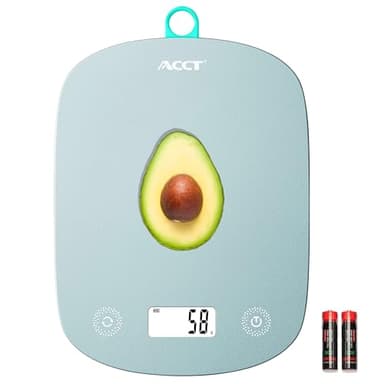 ACCT Bilancia da cucina digitale 11lb/0.1oz, bilancia alimentare digitale peso in grammi e once, bilancia da cucina per cottura e preparazione pasti, 6 unità con funzione tara, display LCD (verde)