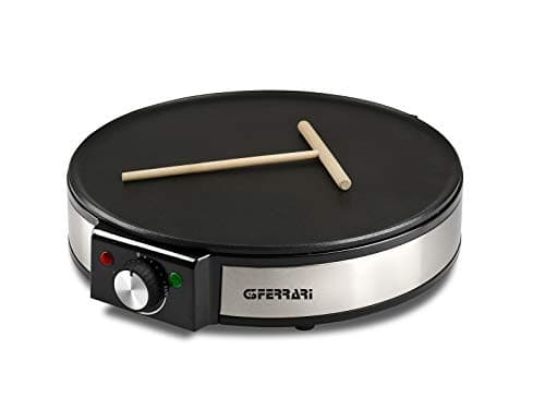G3 Ferrari G10098 Profi-Crepe Crepiera Inox, 1200 W, Rivestimento antiaderente, Paletta e Spatola in legno, Regolazione Temperatura, Diametro 30 cm, Corpo in Inox