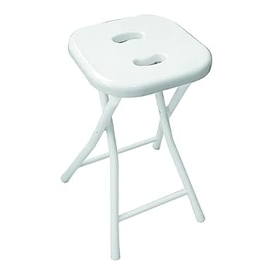 Gedy Sgabello bagno richiudibile, Misure e peso: 46,5X26X28 CM & 1,156 KG, Sgabello richiudibile in metallo e resine, Finitura bianca, Design R&S, 2 anni di garanzia