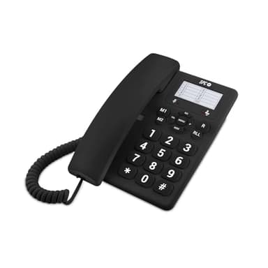 SPC Original - Telefono fisso da tavolo o da parete, con tasti grandi e di facile utilizzo, 3 memorie dirette, volume suoneria extra forte, funzione di ricomposizione - Nero