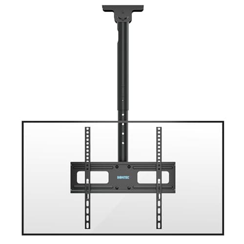 BONTEC Supporto per TV da Soffitto - Staffa Regolabile per TV Inclinabile Girevole per Schermi da 26-65 Pollici - Supporto per Tetto a Movimento Completo Contiene Fino a 45kg con VESA 400 x 400mm