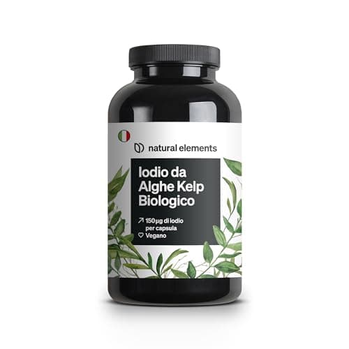 Iodio da Alghe Kelp Biologico – 365 compresse – 150µg di iodio da alghe brune/1 compressa – qualità bio per tiroide – vegano, alto dosaggio, no additivi – prodotto e testato in laboratorio in Germania