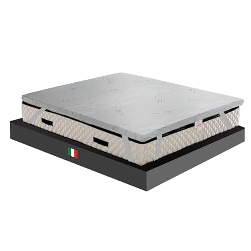 GEEMMA s.r.l. Topper matrimoniale, topper MOLTO RIGIDO 160x190, correttore ortopedico CAUCCIU FOAM H6, Sovra materasso DISPOSITIVO MEDICO DETRAIBILE, tessuto sfoderabile 4 lati in filo in ARGENTO