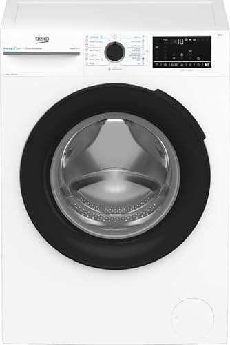 Beko - AMBMWU4841B - Lavatrice 8kg, Classe A, 1400giri, Display Touch, oblò nero, tecnologia EnergySpin, funzione a vapore, cassetto detersivo autopulente, vasca in plastica riciclata